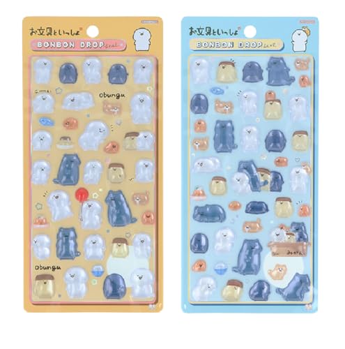 サンスター文具(Sun-Star Stationery) ボンボンドロップシール お文具といっしょ 【2個セット】 PVC S8816000 S8816018