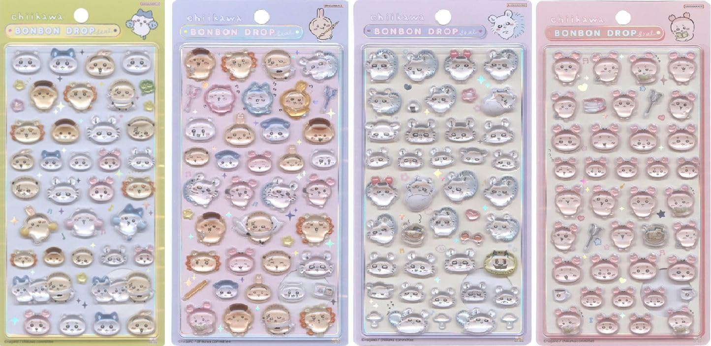 ボンボンドロップシール ちいかわ 【4個セット】 I モモンガ・古本屋・みんな ニコニコ・みんな ポーズ S8542929 S8542937 S8542953 S8542961