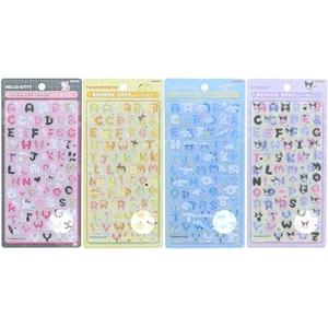 ボンボンドロップシール サンリオ もじ 【4個セット】 ハローキティ クール・ポムポムプリン・シナモロール・クロミ PVC S8815550 S8815585 S8815593 S8815607